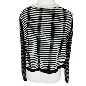 Sans Souci Black and White Striped Textured Sweater Size S